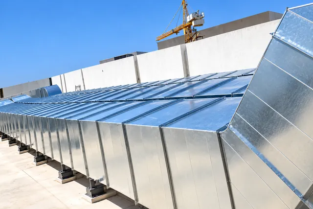 Cladded main ductwork on the roof