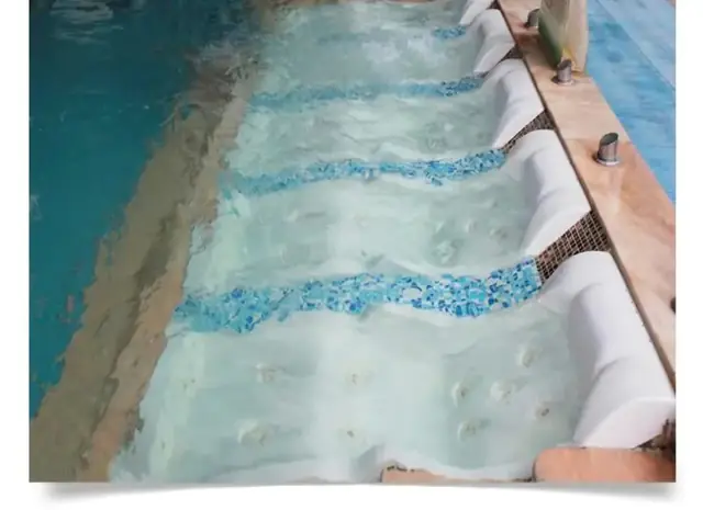 Row of hydromassage loungers inside the spa basin