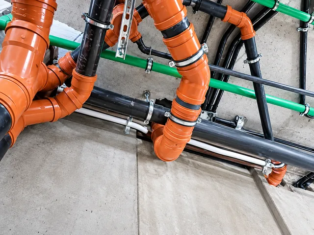 Drainage and supply pipework below the slab
