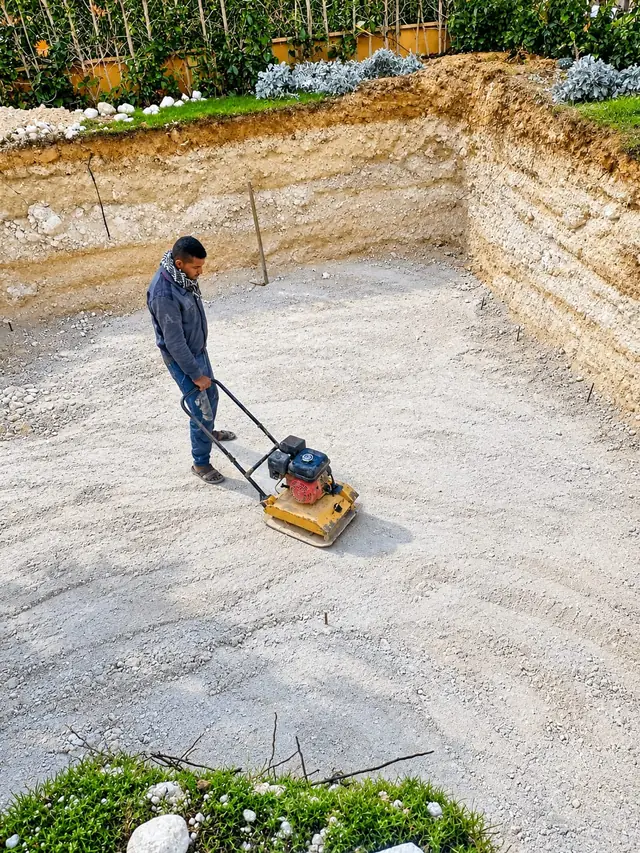 Soil compaction at the excavation base