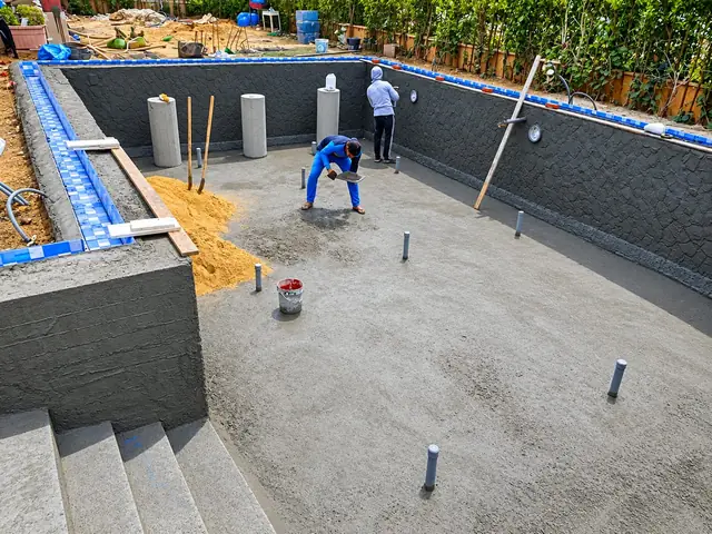 Basin waterproofing, steps and floor preparation