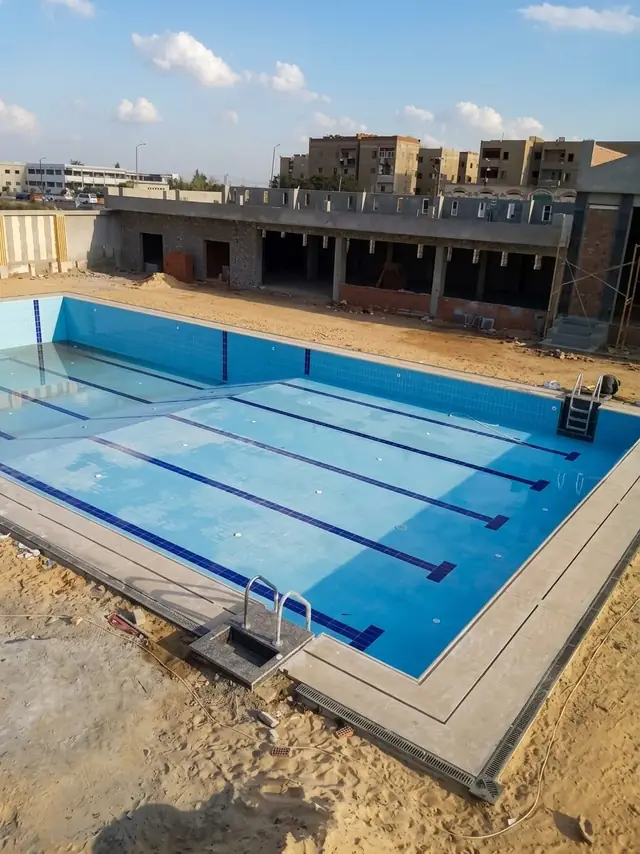 Finished pool before the surrounding works were completed