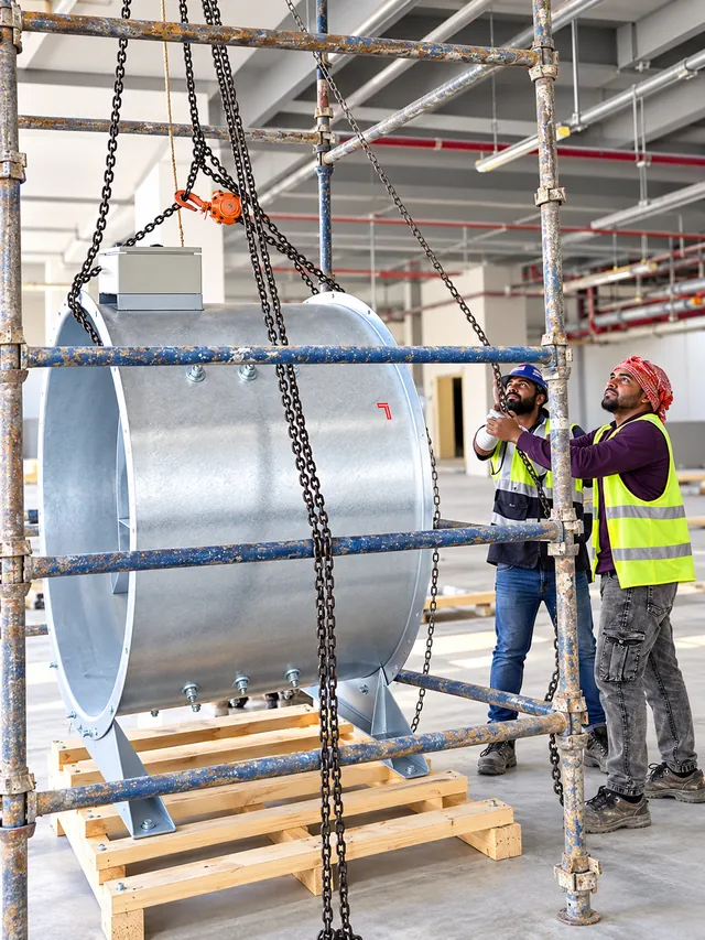 Hoisting and installing a large circular fan section