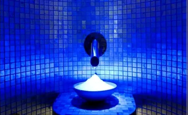 Ice fountain with blue lighting